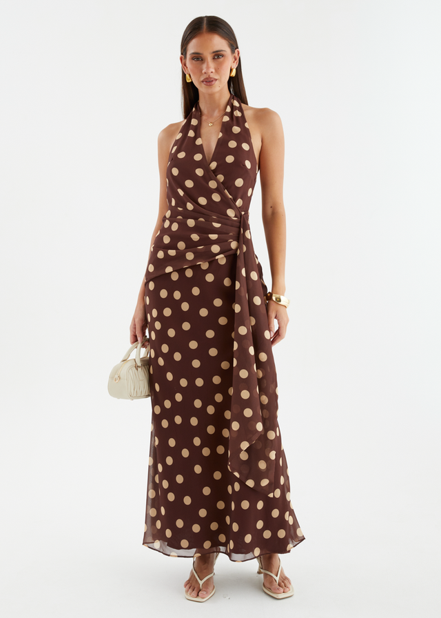 Diem Maxi Dress - Tan Polka