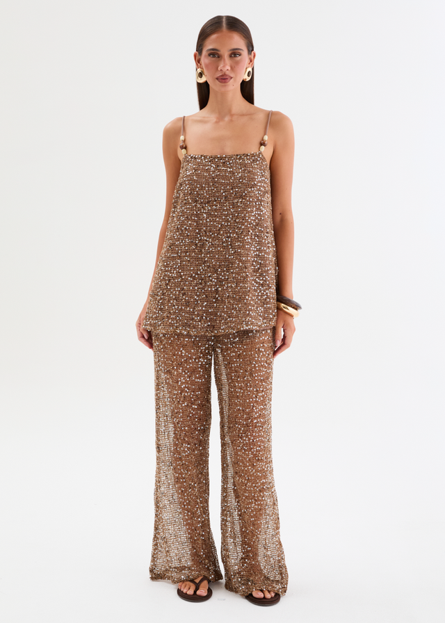 Rosangela Sequin Mesh Set - Mocha