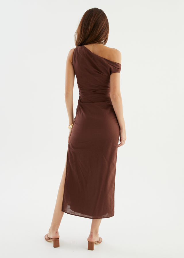 Denni Drop Shoulder Midi Dress - Chocolate