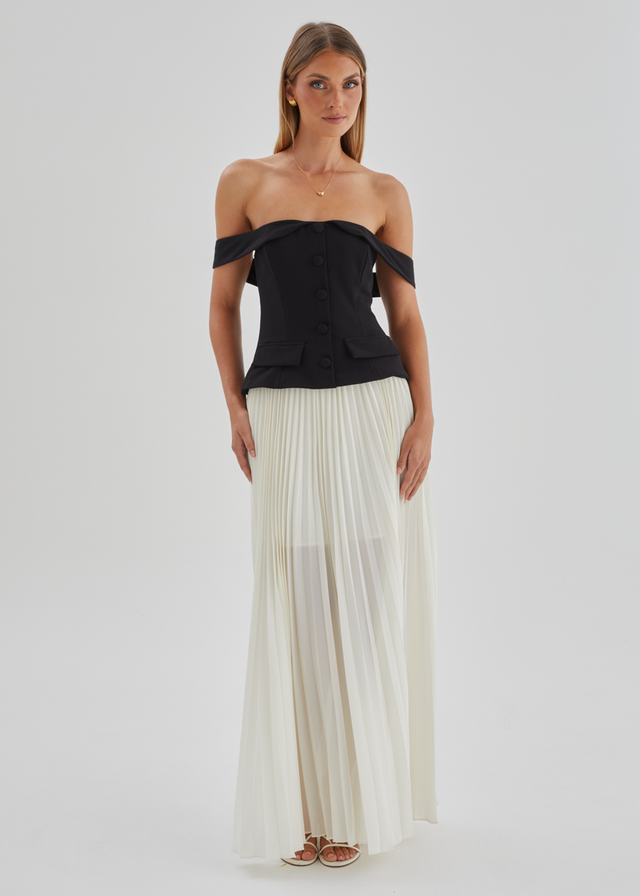 Sorelli Off Shoulder Midi Dress - Black Splice