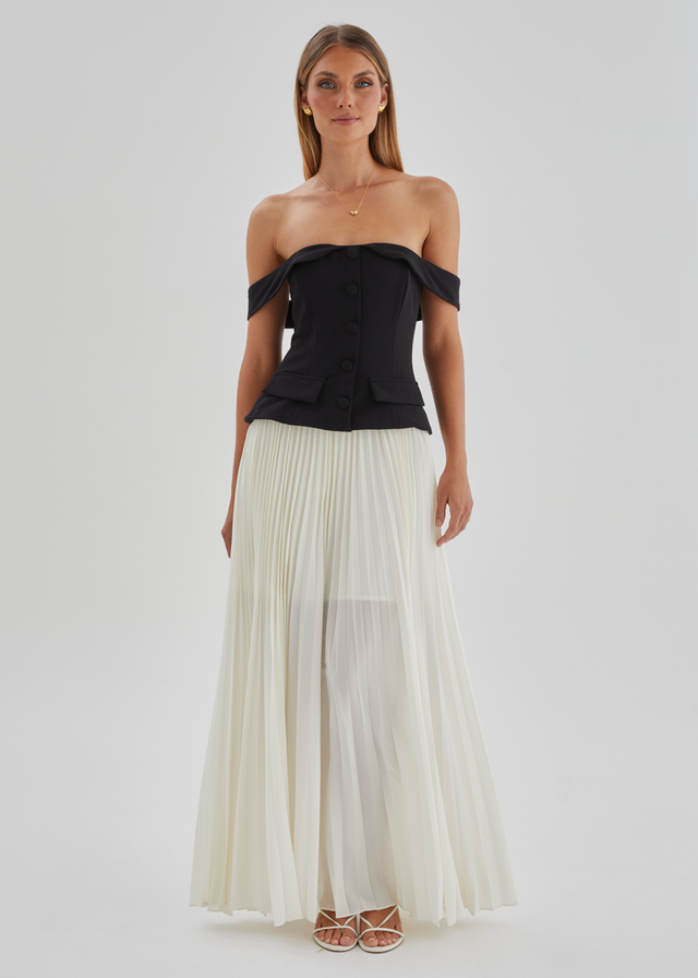 Sorelli Off Shoulder Midi Dress - Black Splice