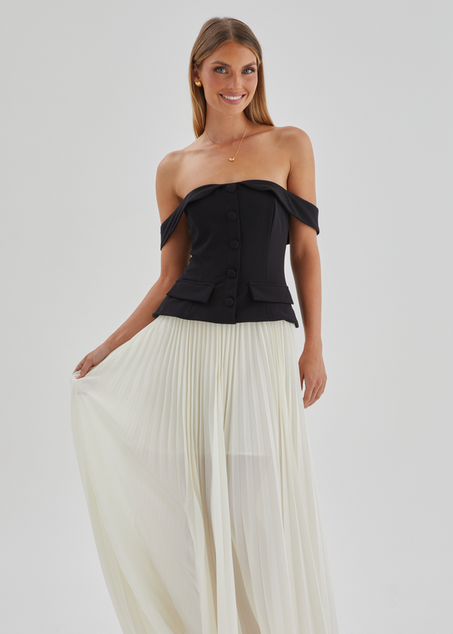 Sorelli Off Shoulder Midi Dress - Black Splice