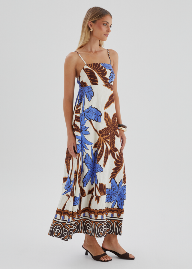Keralyn Maxi Dress - Choc Blue Palm