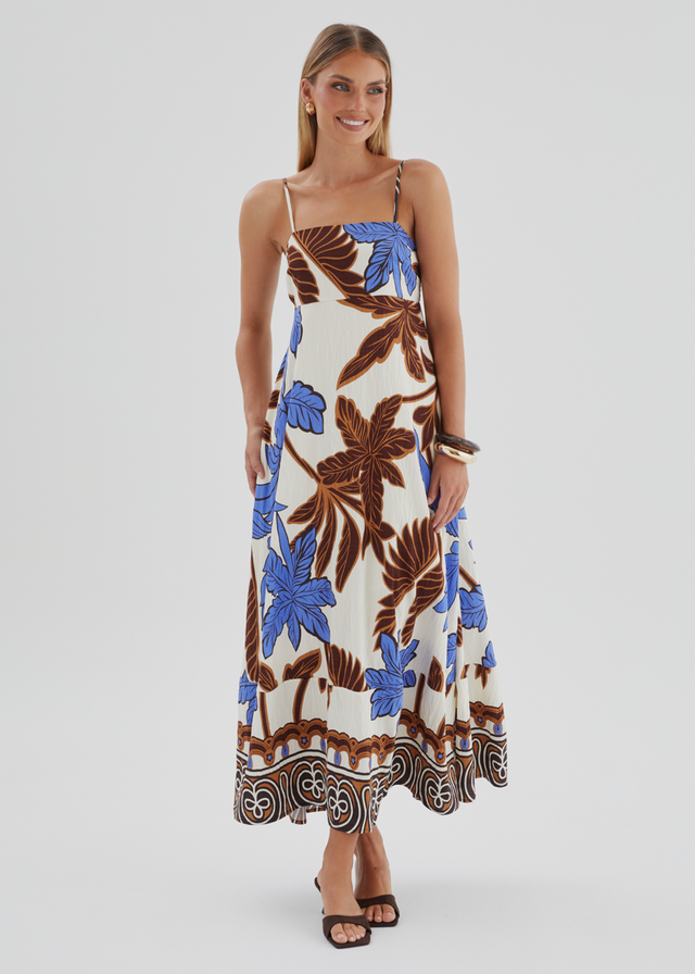 Keralyn Maxi Dress - Choc Blue Palm