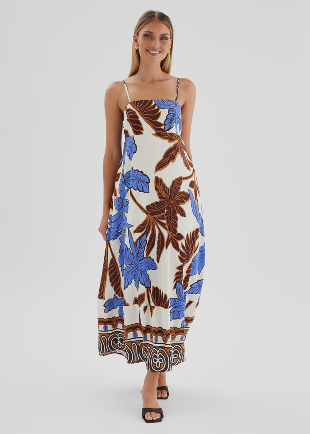 Keralyn Maxi Dress - Choc Blue Palm