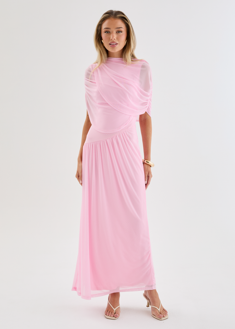 women's mesh draped maxi dress Clia Mesh Draped Maxi Dress