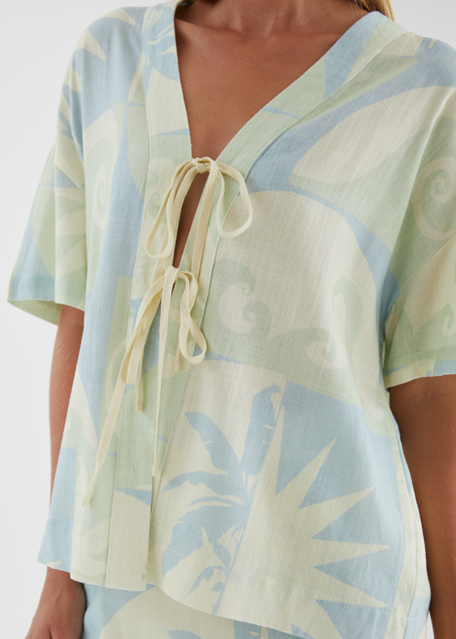 Labyrinth Tie Top - Coastal