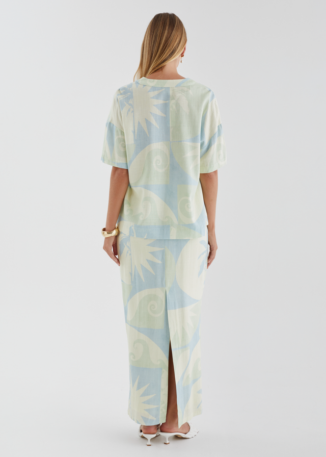 Labyrinth Tie Top - Coastal