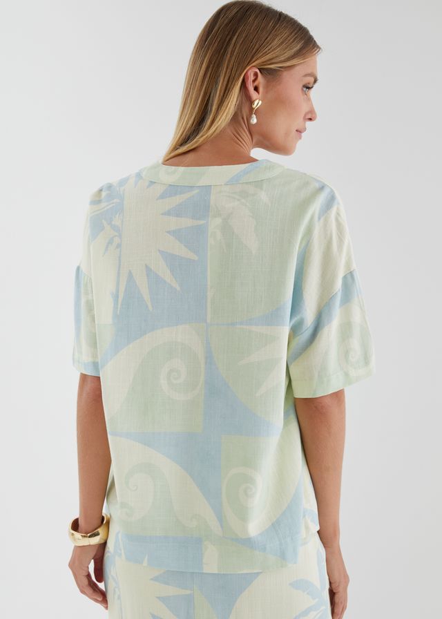 Labyrinth Tie Top - Coastal