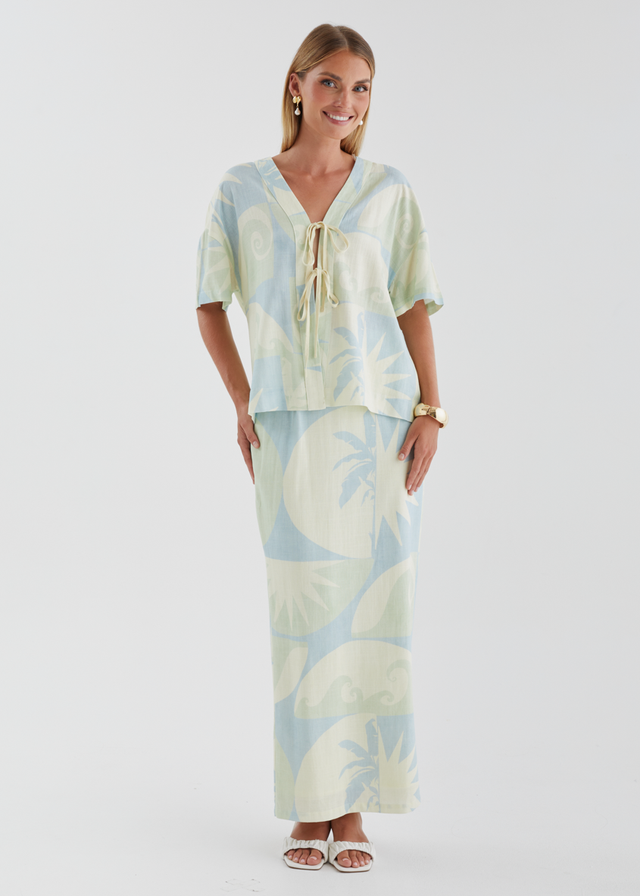 Labyrinth Tie Top - Coastal