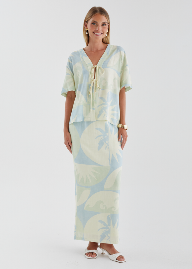 Labyrinth Tie Top - Coastal