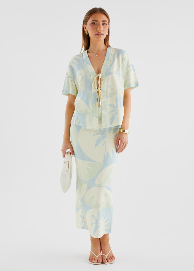 Labyrinth Tie Top - Coastal