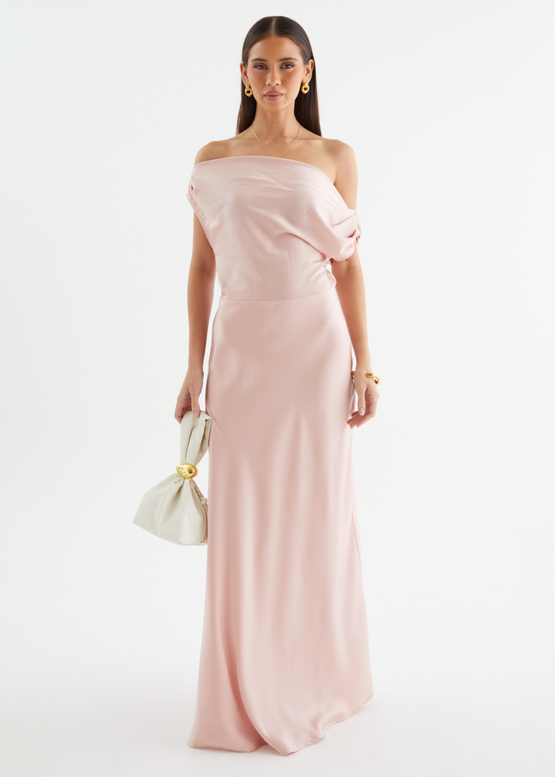 blush off shoulder maxi dress Rae Off Shoulder Maxi Dress