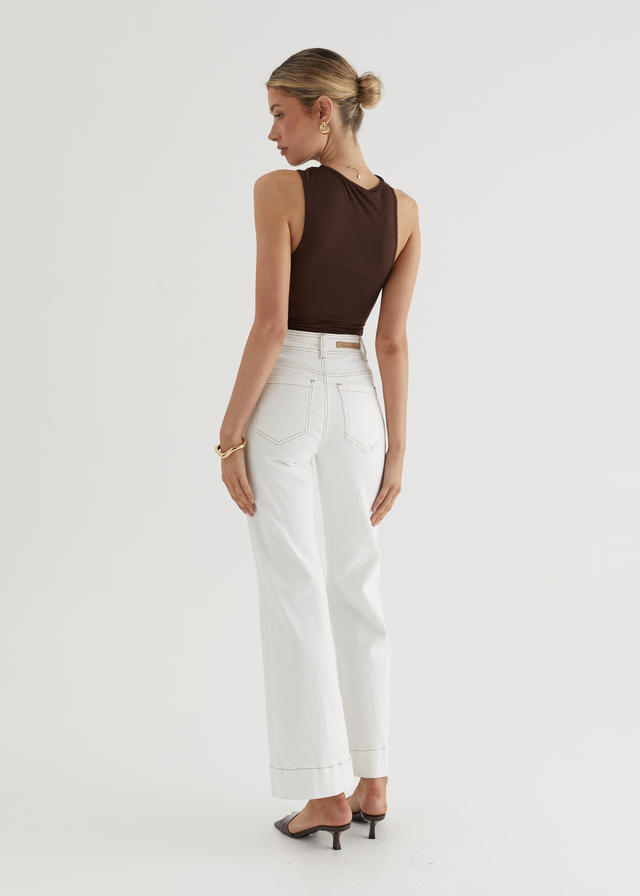 Zekroe Wide Leg Jeans - Off White