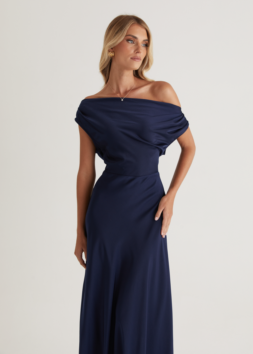 Hailey Off-Shoulder Maxi Dress (Navy)