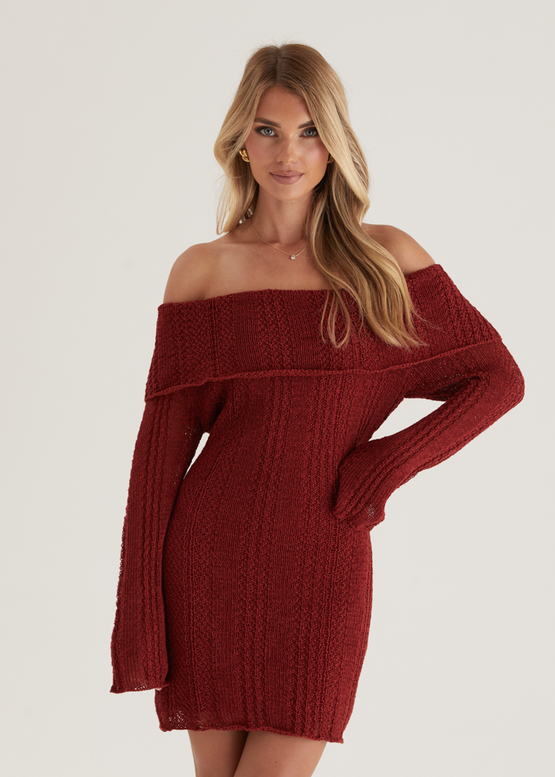 Luna Off Shoulder Knit Dress