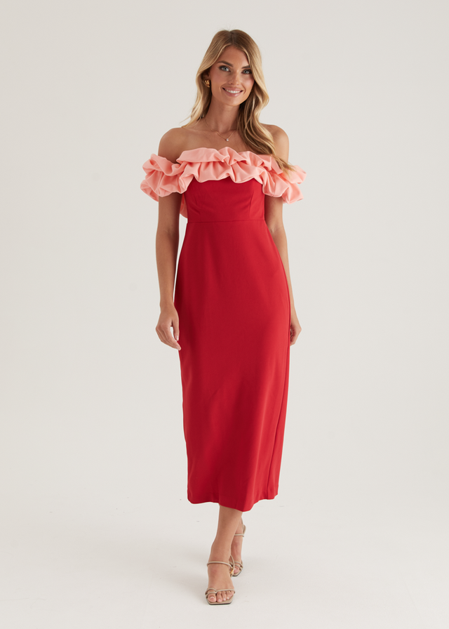 Shop Red Midi Dresses - Gingham & Heels Shop Red Midi Dresses - Gingham & Heels