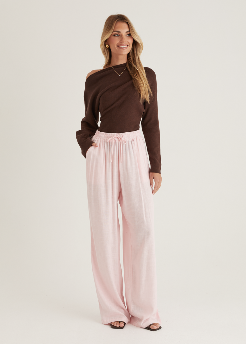 Nilsa Gingham Ruffled Pants - Pink