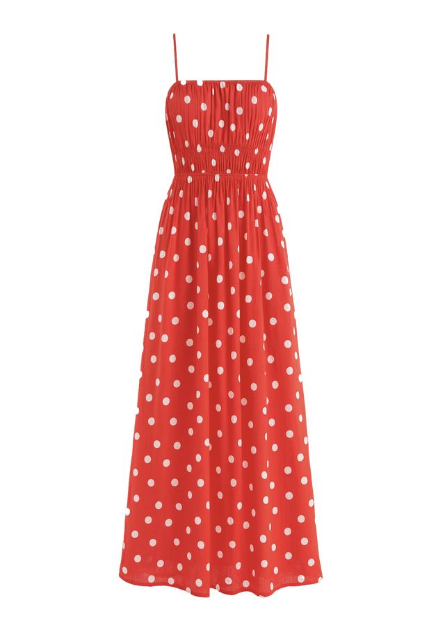 Nina Maxi Dress - Red Polka