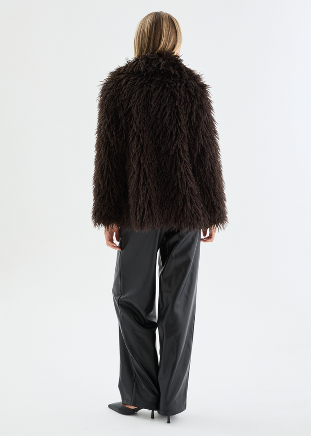 Xylia Fluffy Coat - Espresso