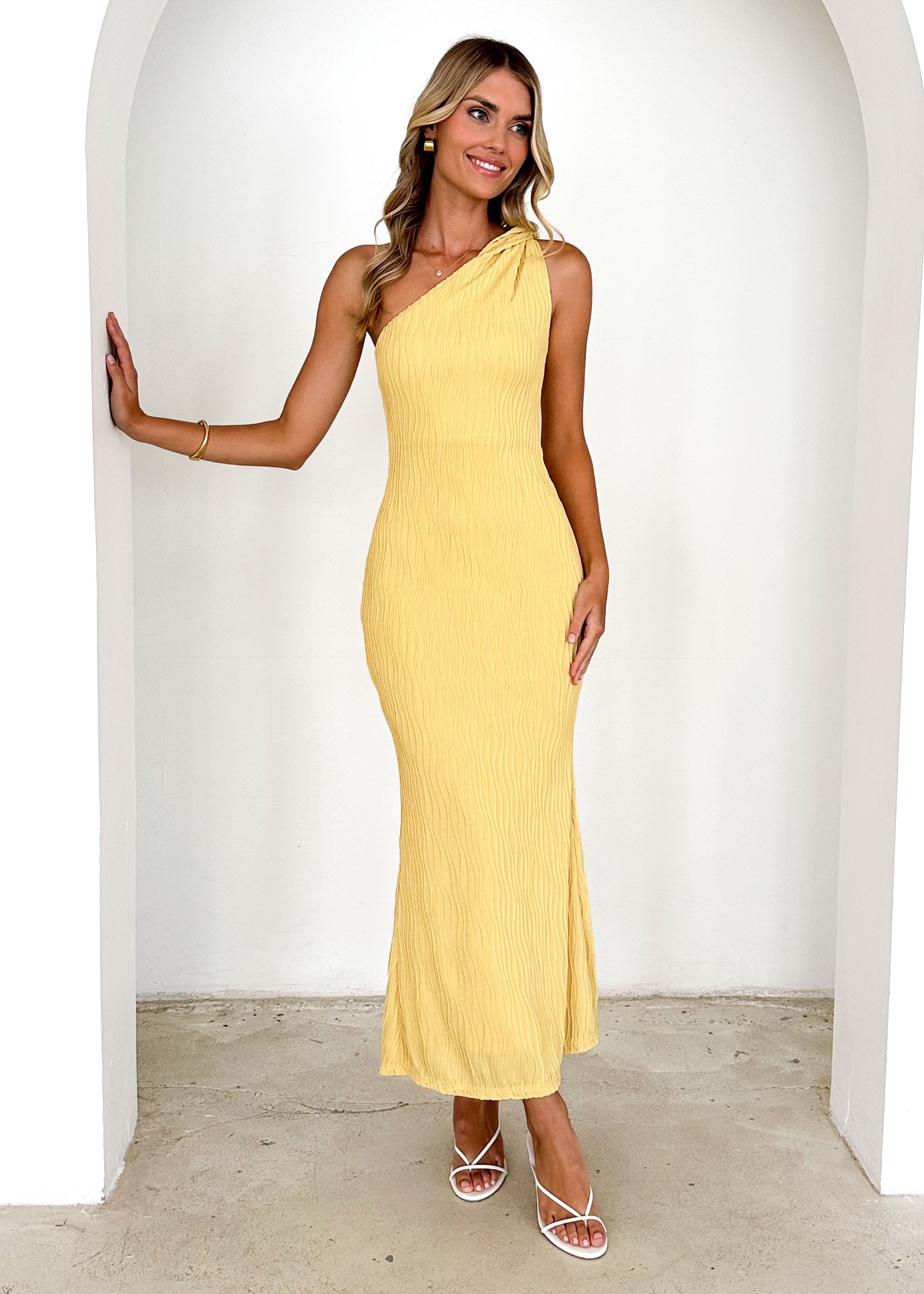 Marigold One Shoulder Maxi Dress - Yellow