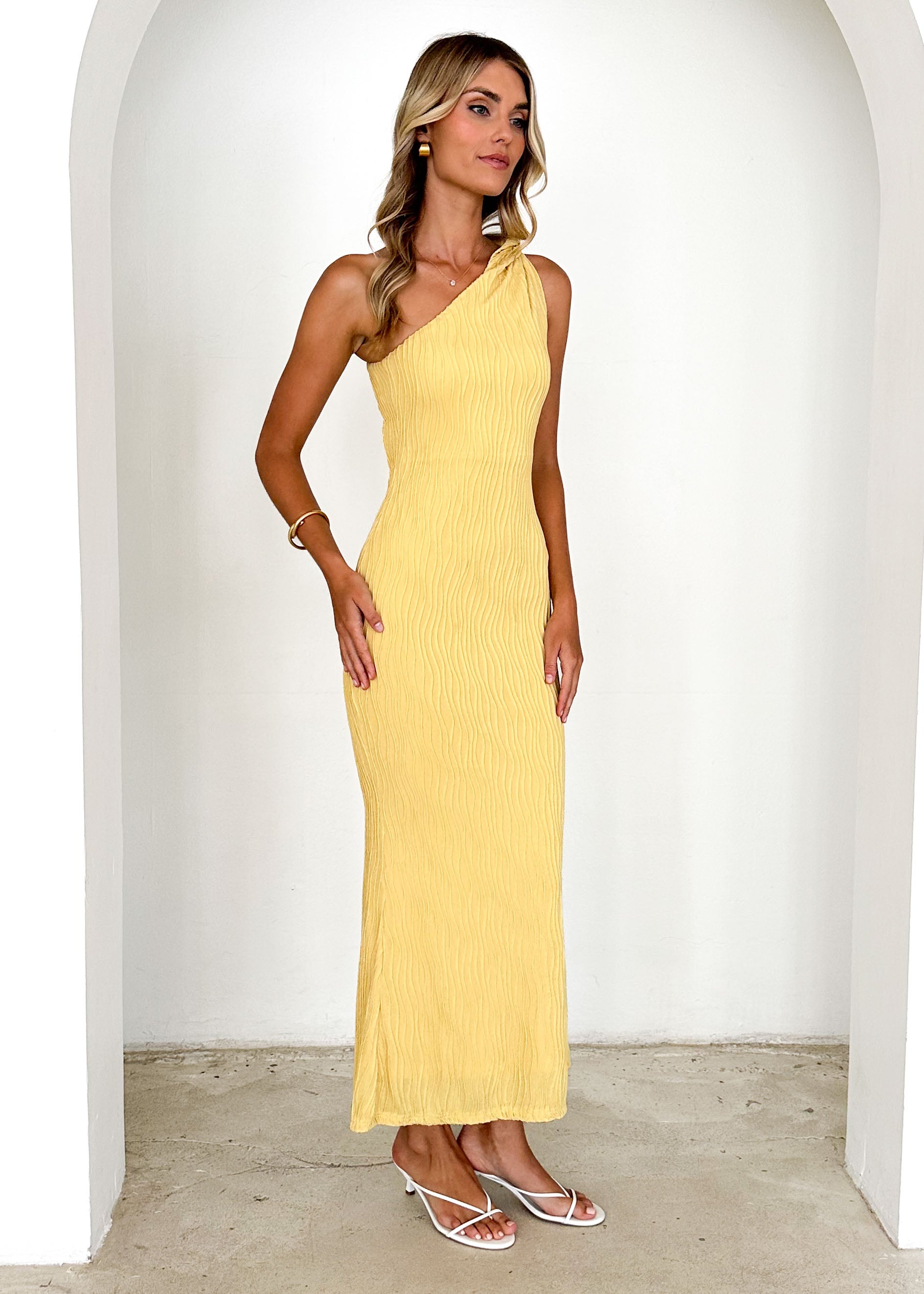 Marigold One Shoulder Maxi Dress - Yellow