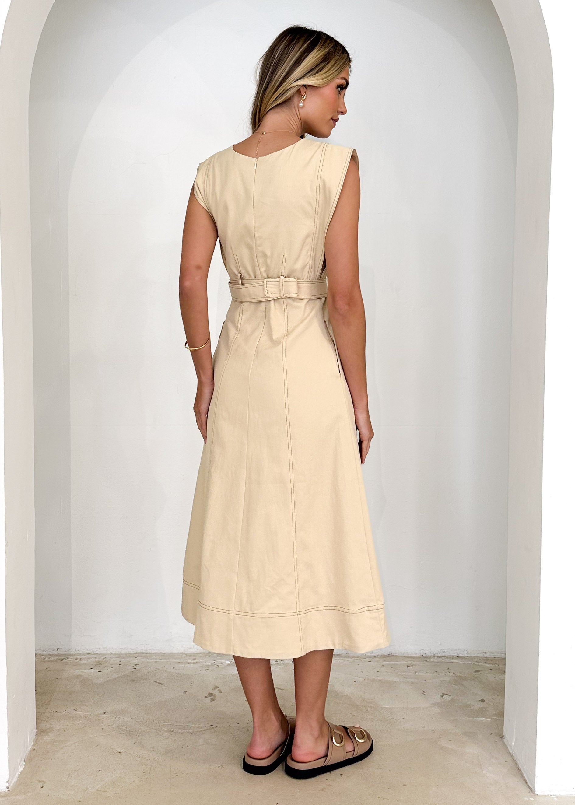 Tahnee Midi Dress - Beige