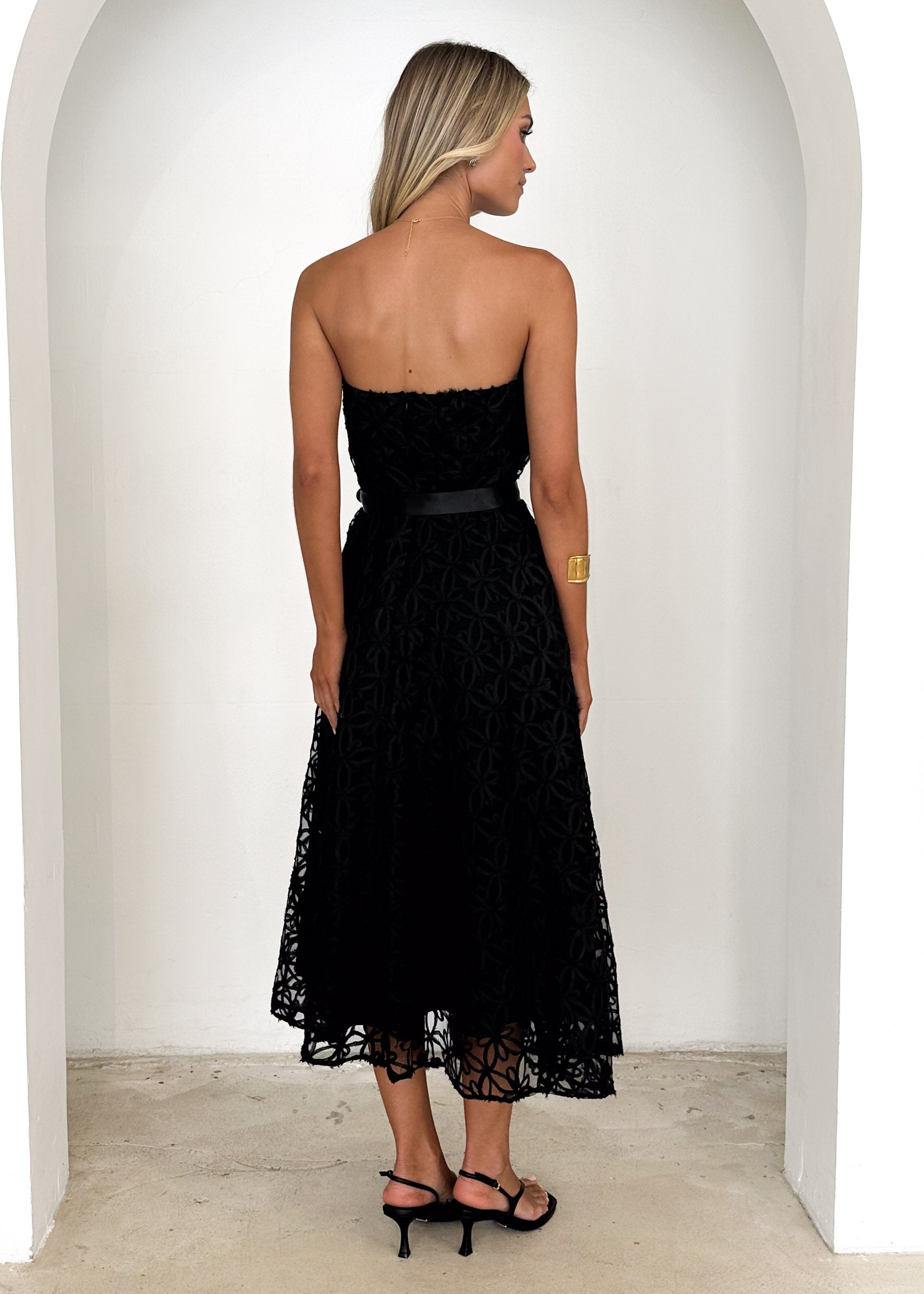 Maddy Strapless Midi Dress - Black