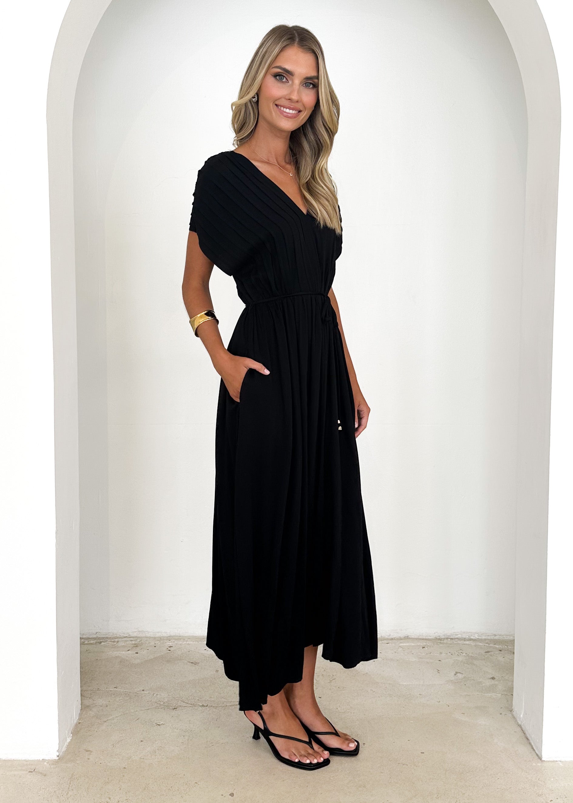 Indra Midi Dress - Black