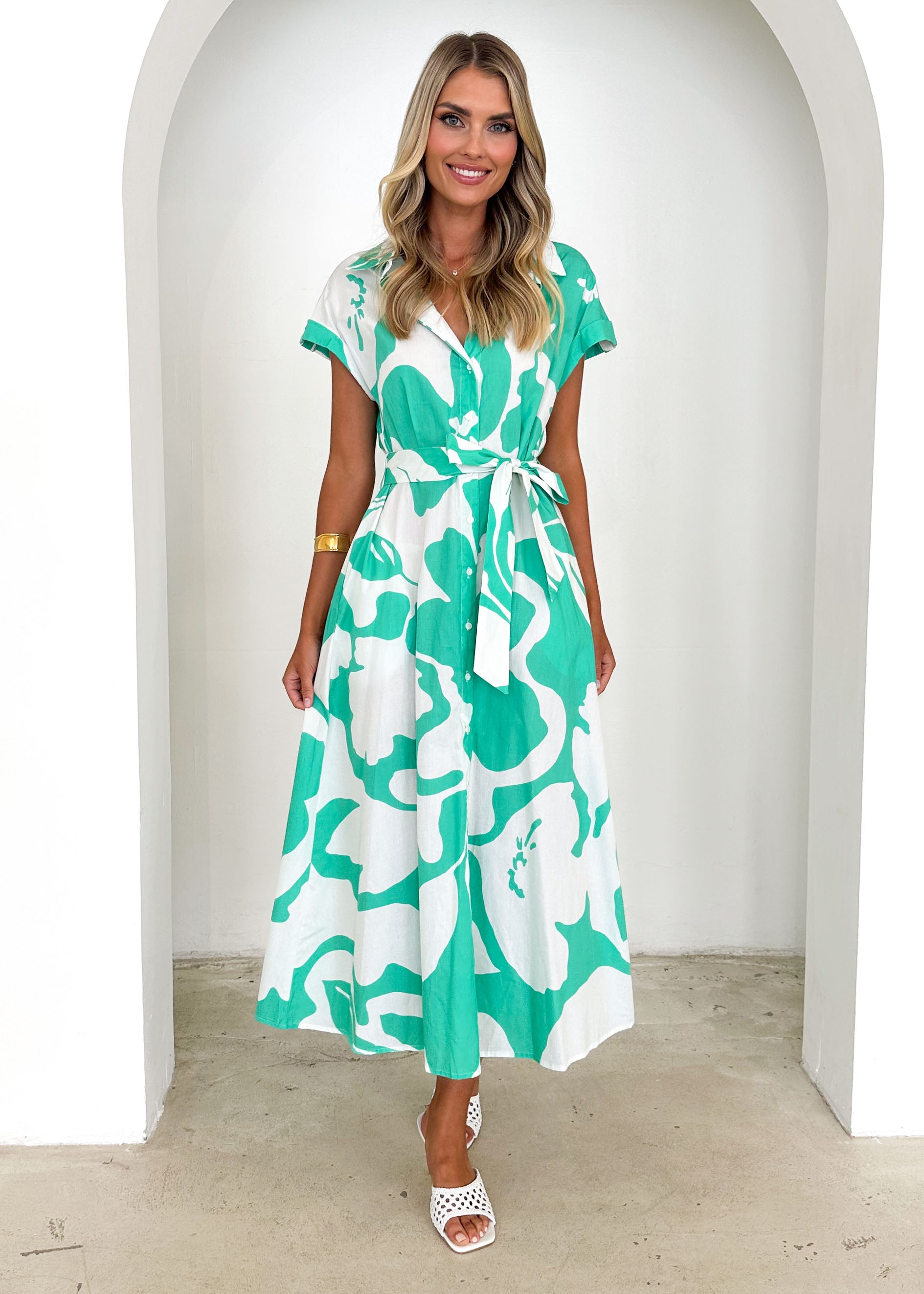 Vee Midi Dress - Sloane Green