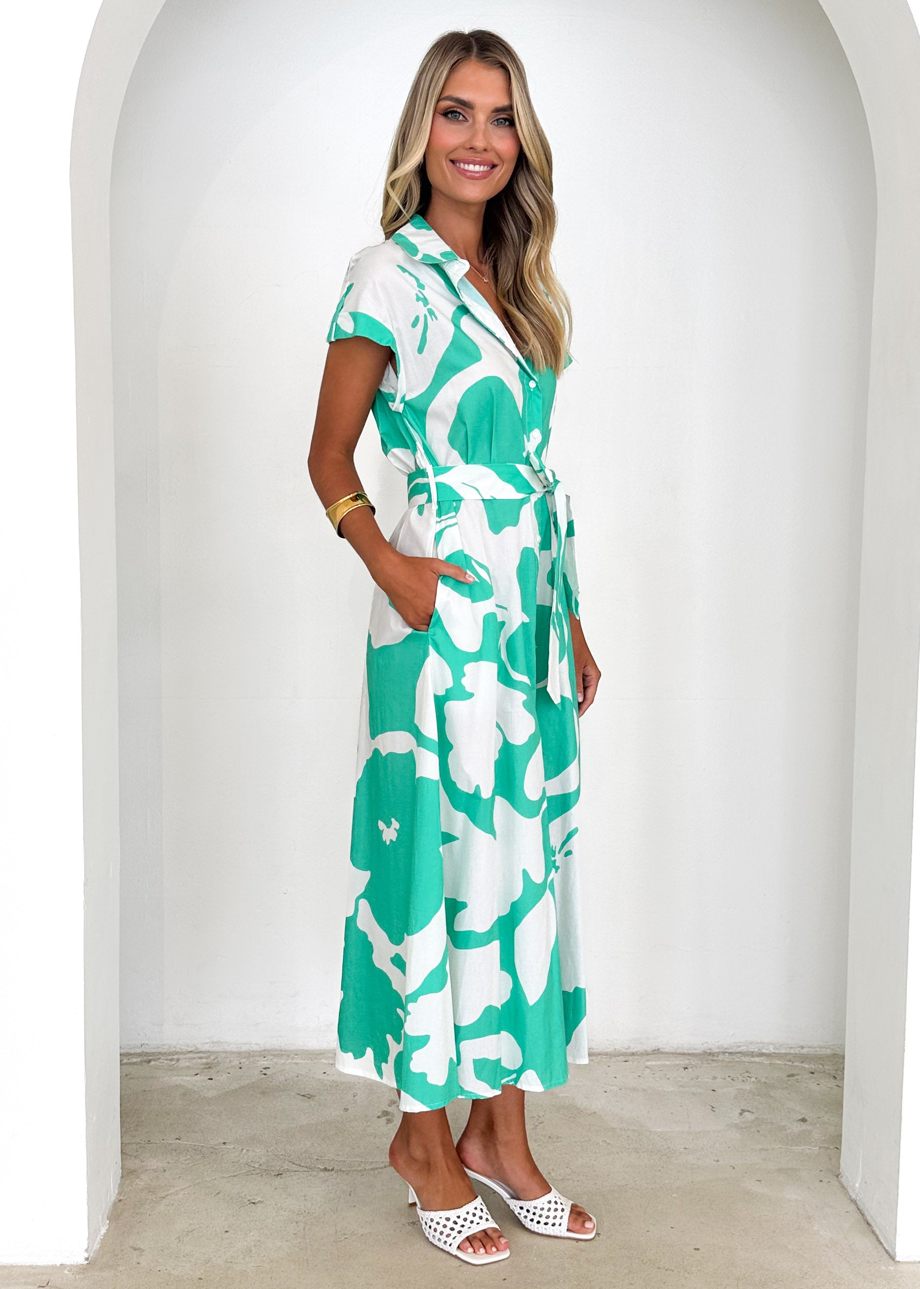 Vee Midi Dress - Sloane Green