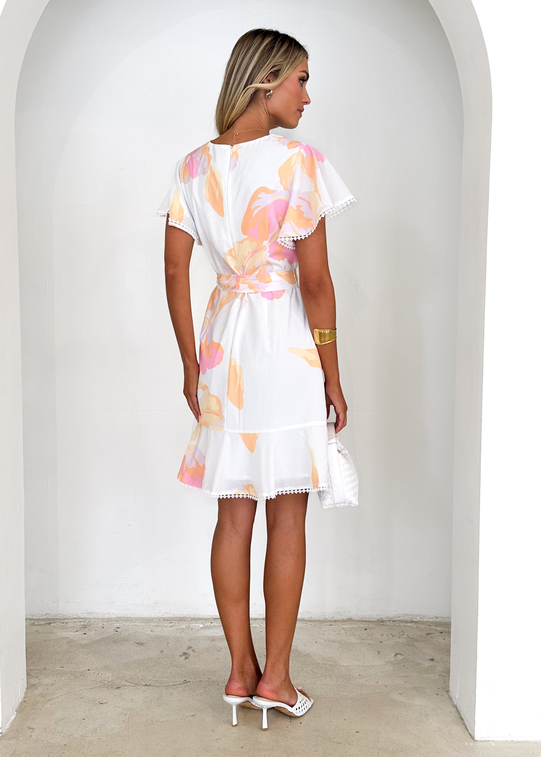 Taquile Wrap Dress - Peach Floral