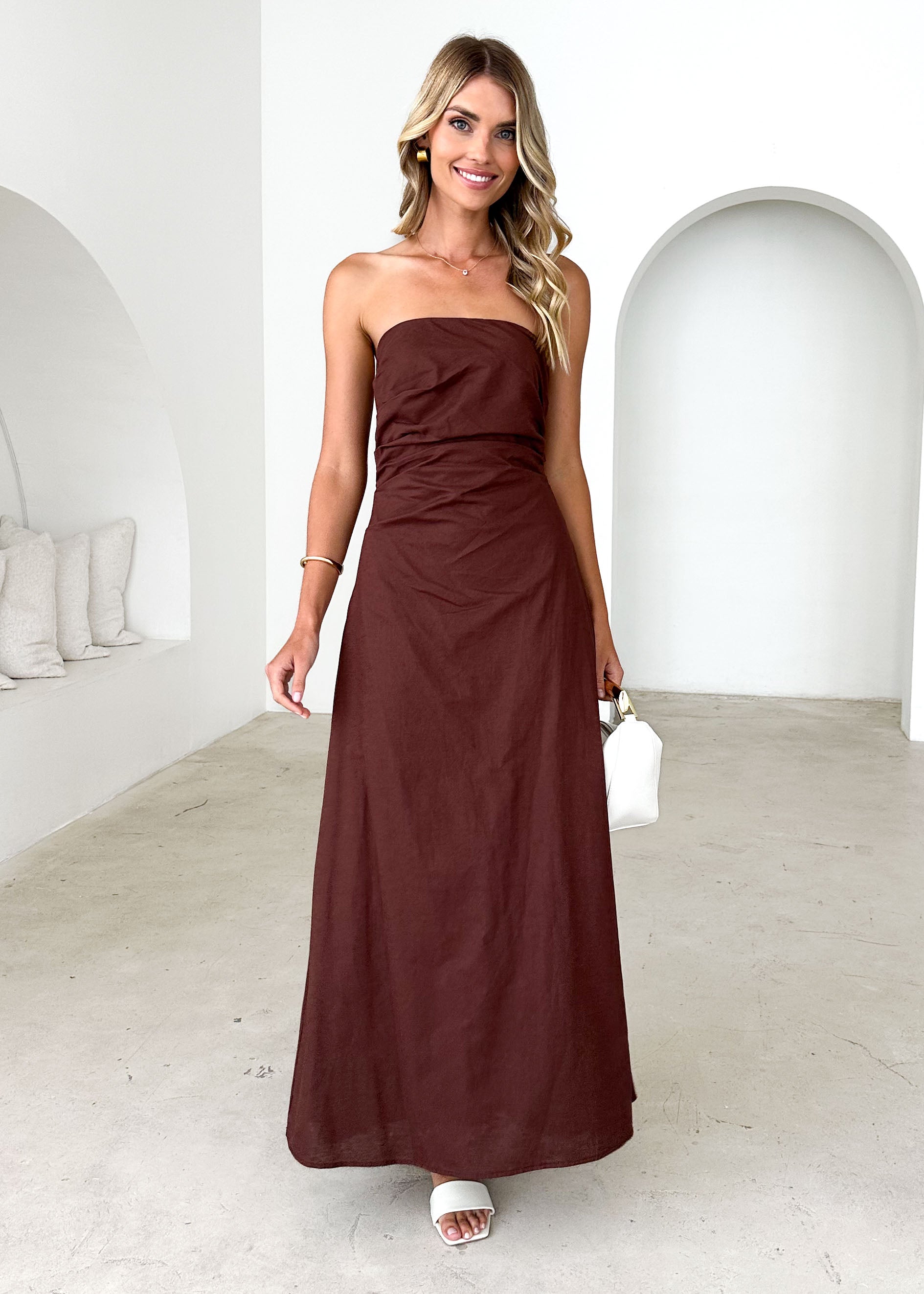 Neema Strapless Maxi Dress - Chocolate