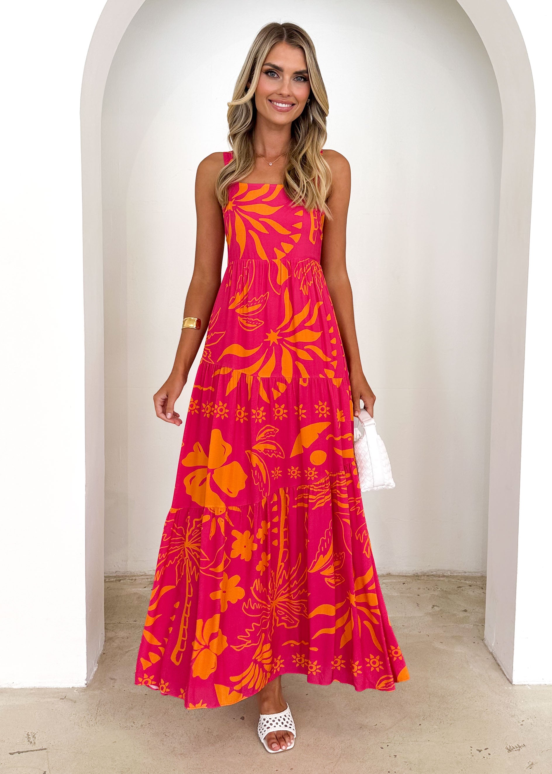 Anja Maxi Dress - Magenta Abstract