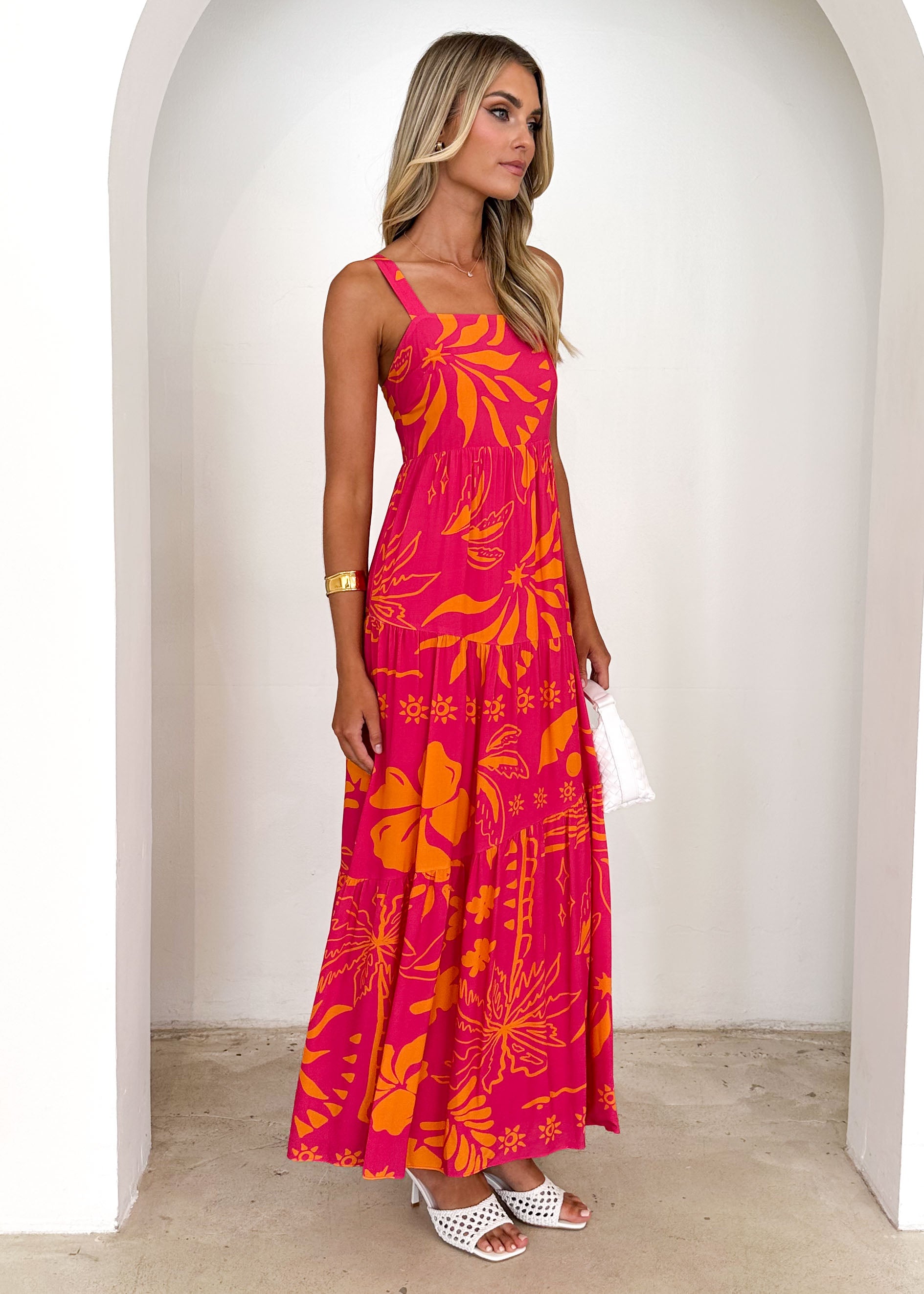 Anja Maxi Dress - Magenta Abstract