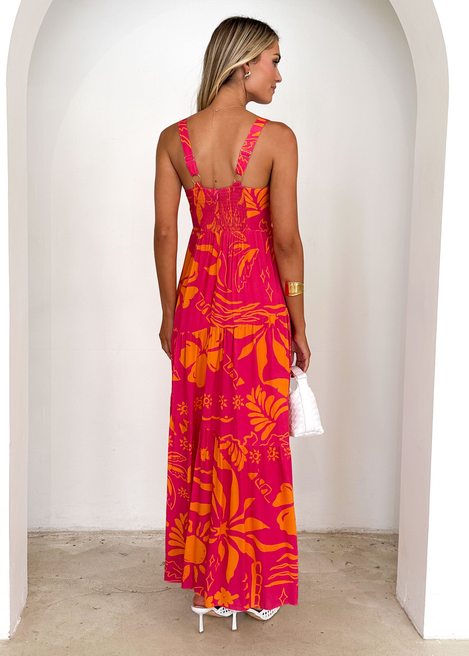 Anja Maxi Dress - Magenta Abstract