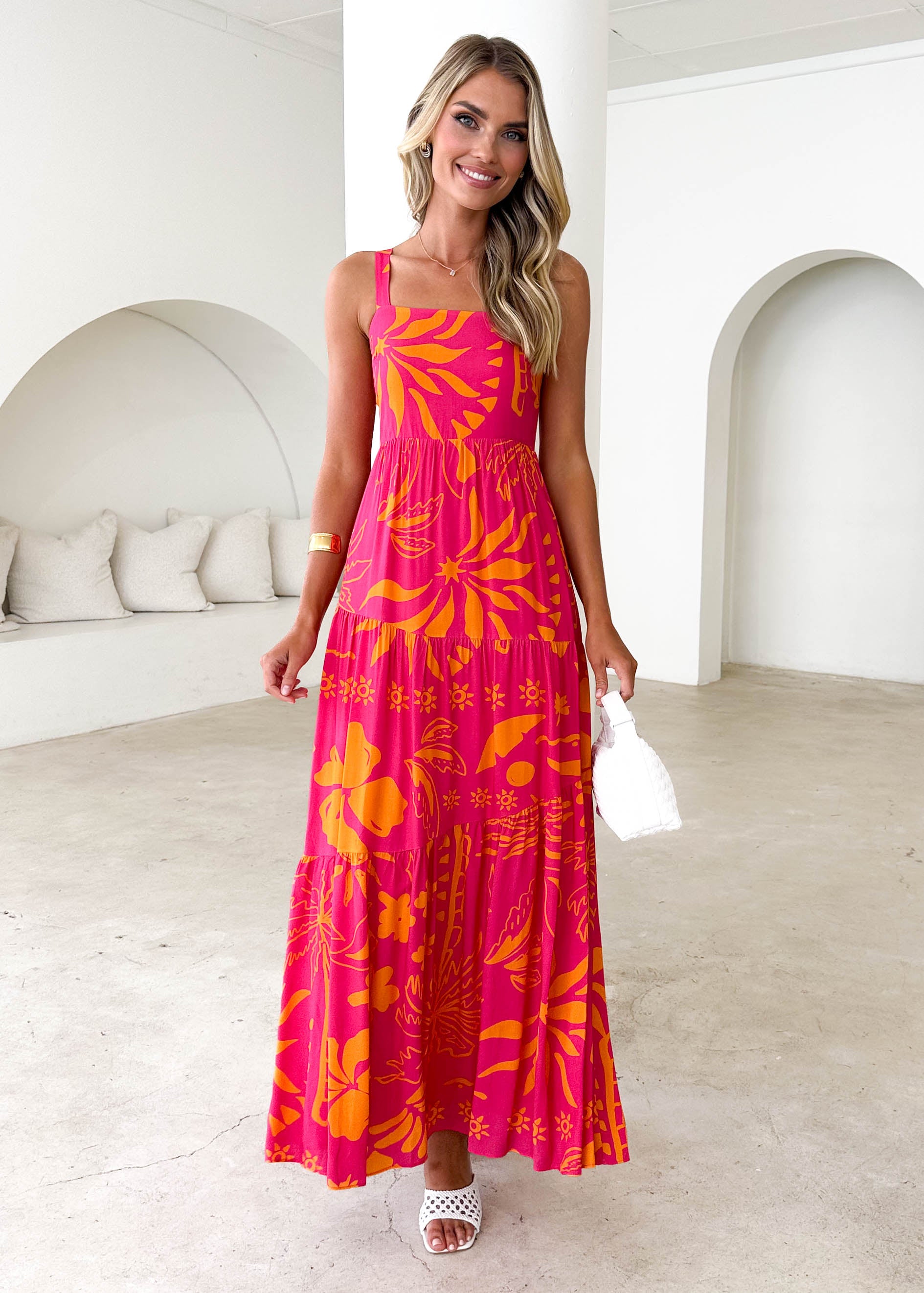 Anja Maxi Dress - Magenta Abstract