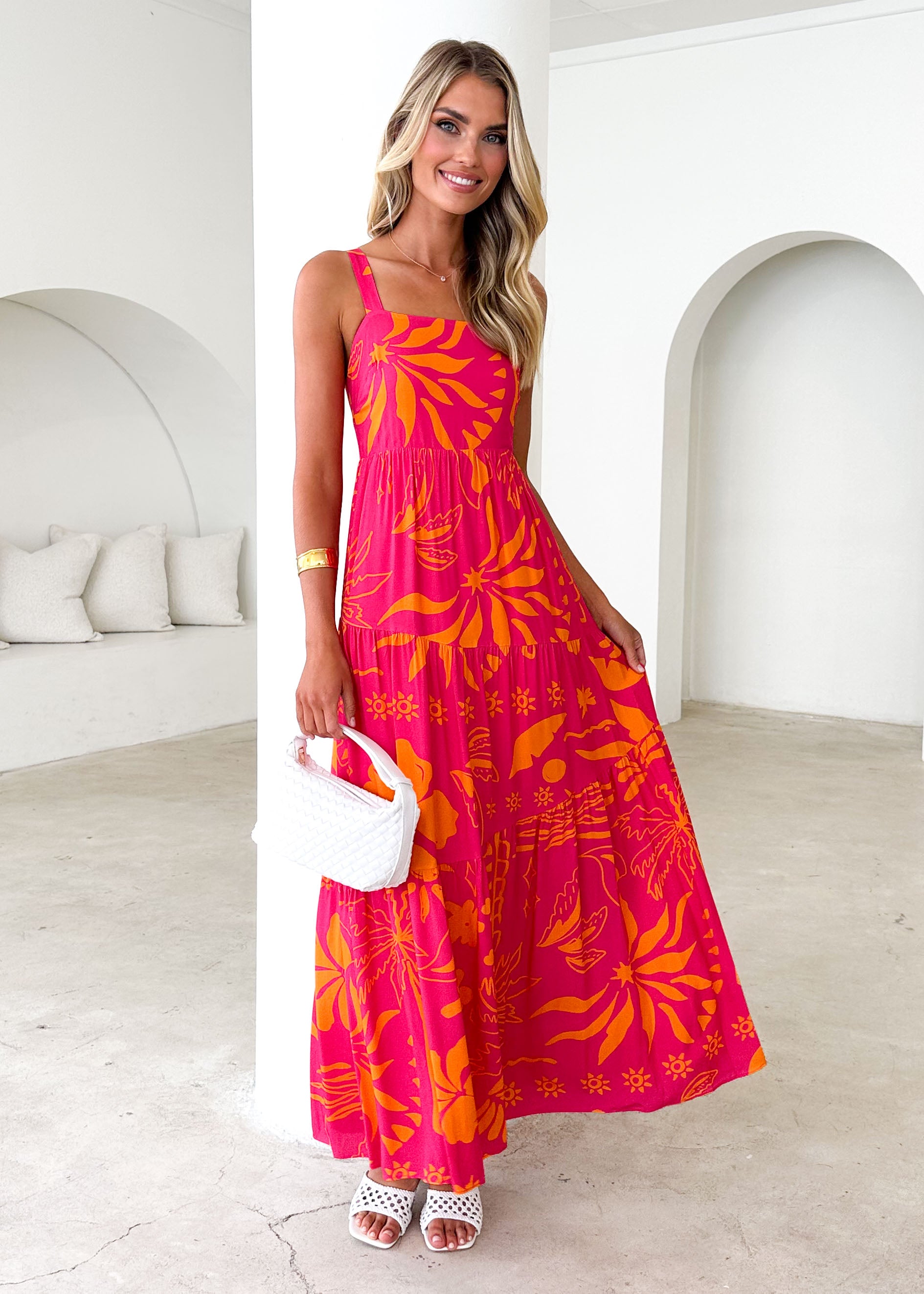 Anja Maxi Dress - Magenta Abstract