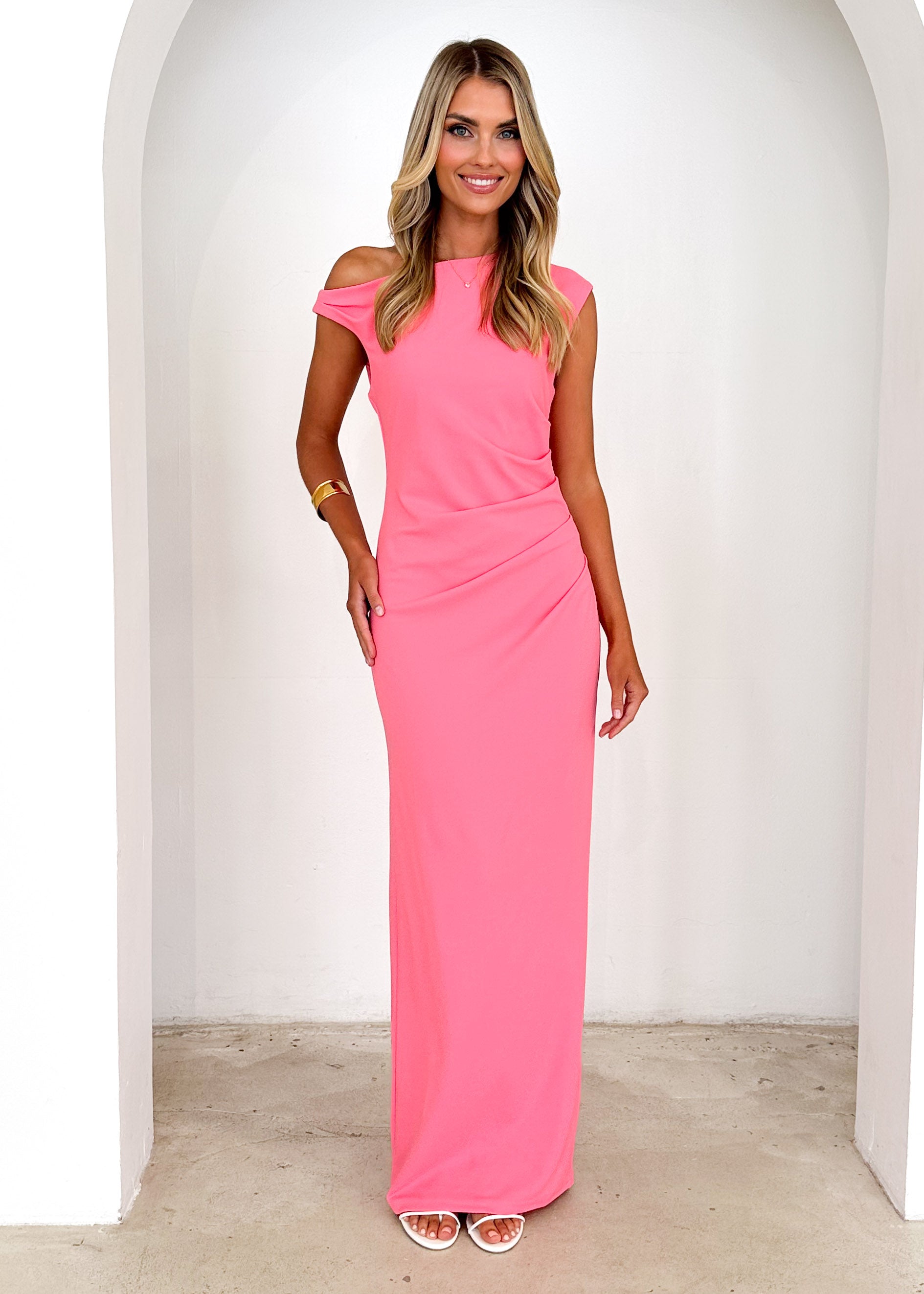 Carmella One Shoulder Maxi Dress - Pink