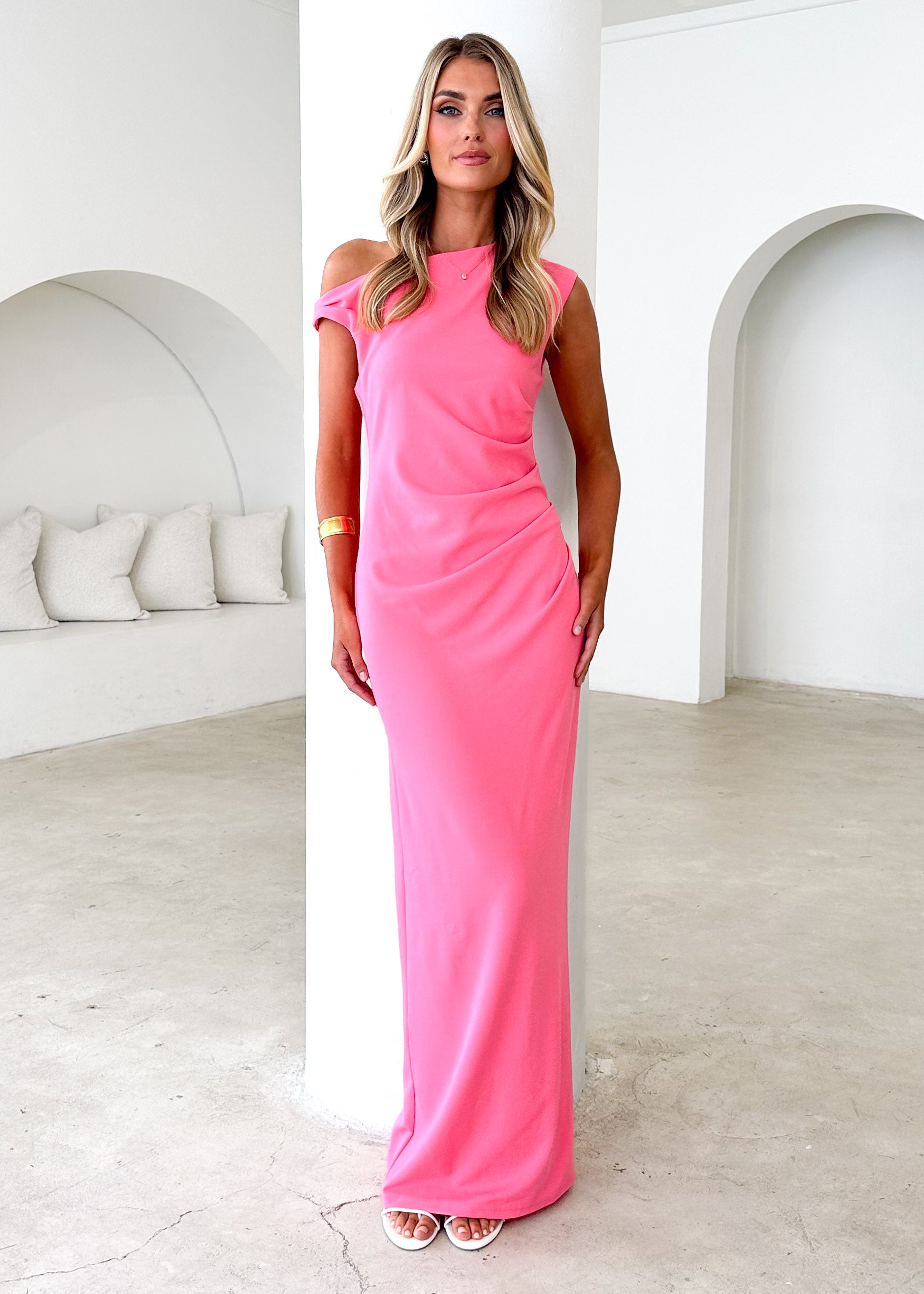 Carmella One Shoulder Maxi Dress - Pink