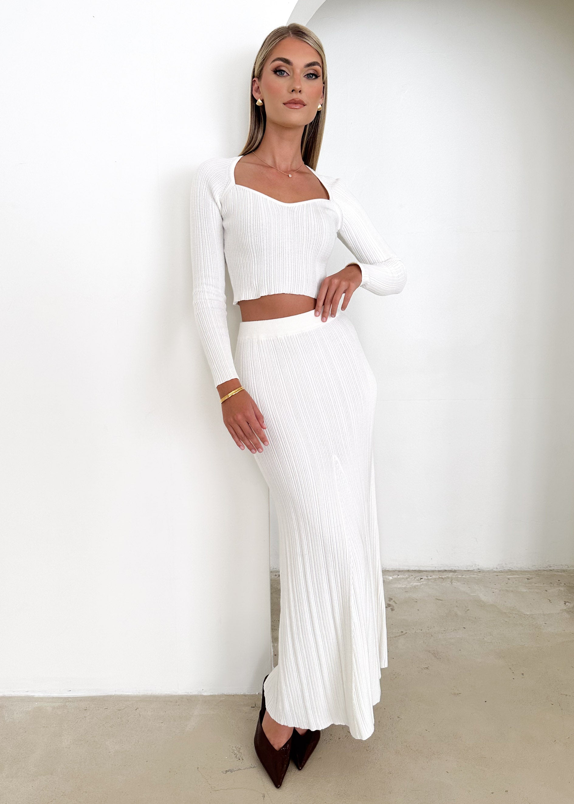 Enota Knit Maxi Skirt - Off White