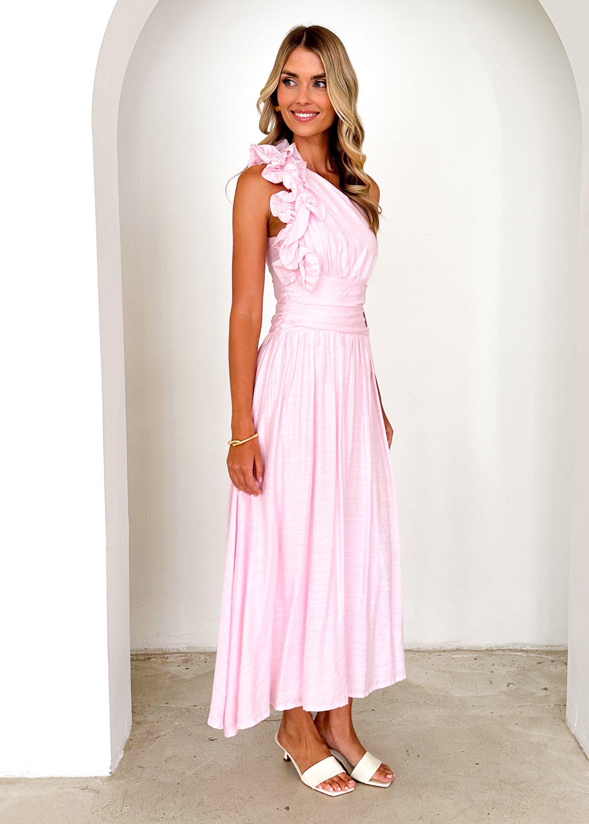 Hera One Shoulder Maxi Dress - Blush