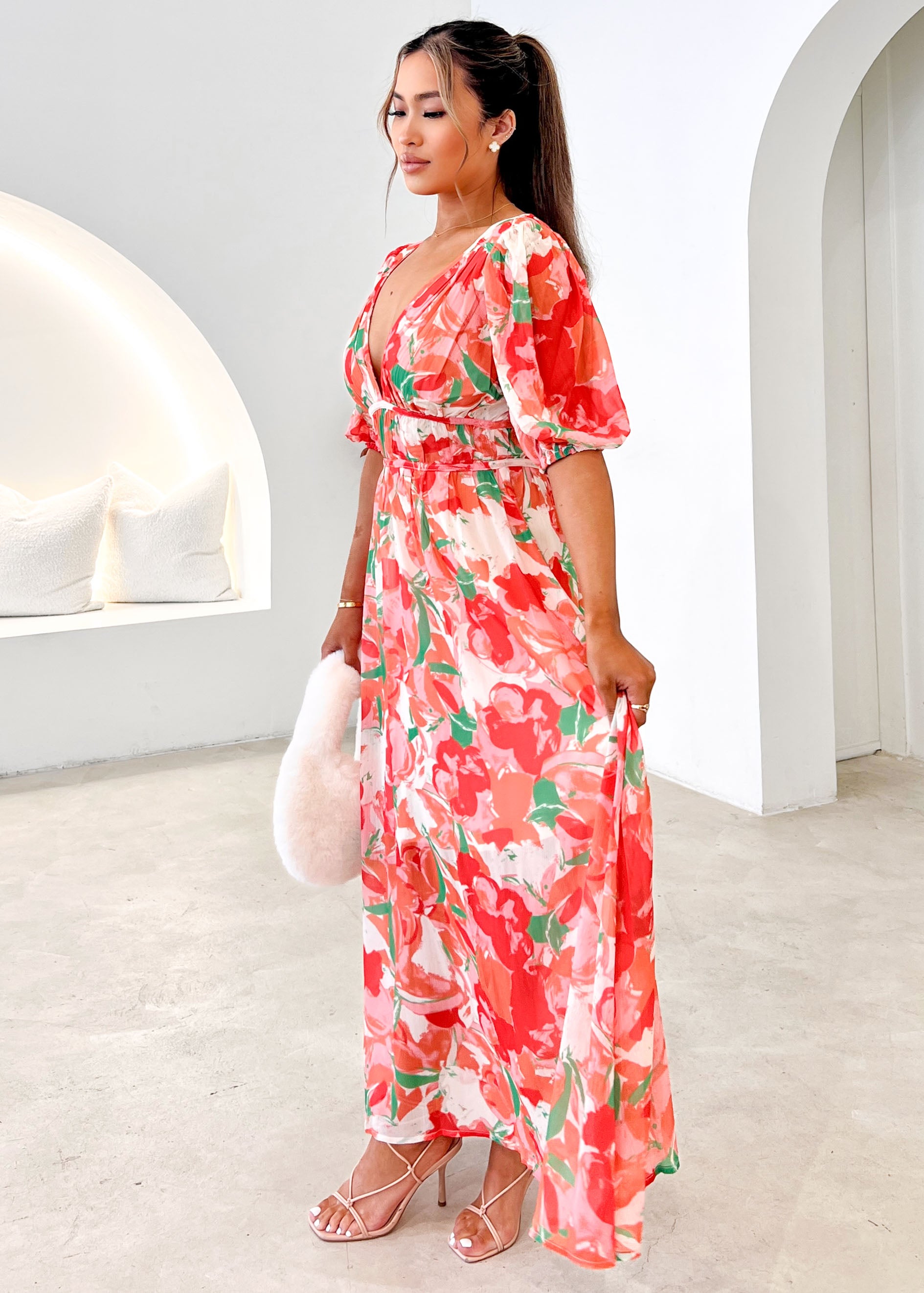 Zanette Midi Dress - Watermelon Floral