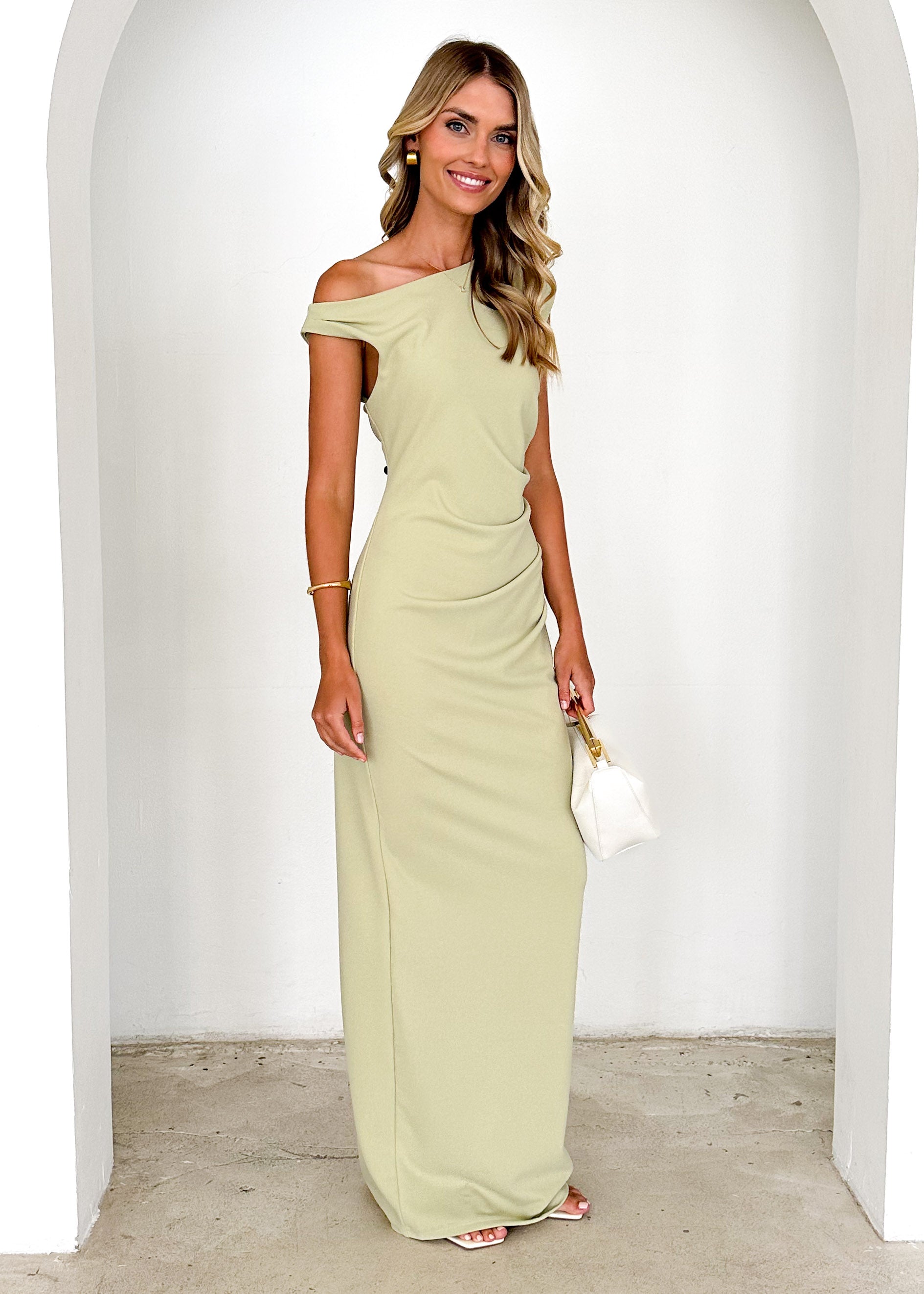 Carmella One Shoulder Maxi Dress - Sage