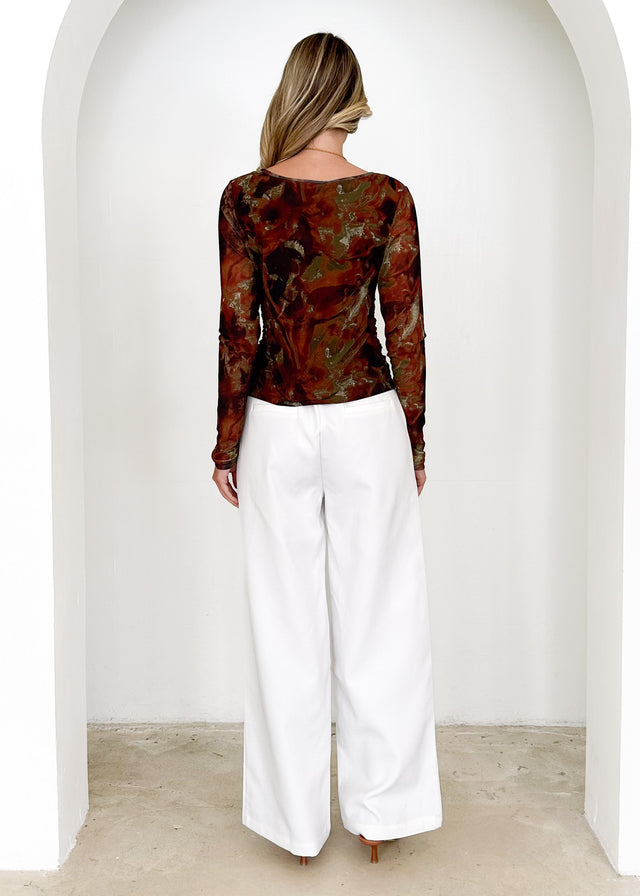 Deluca Mesh Top - Brown Tie Dye