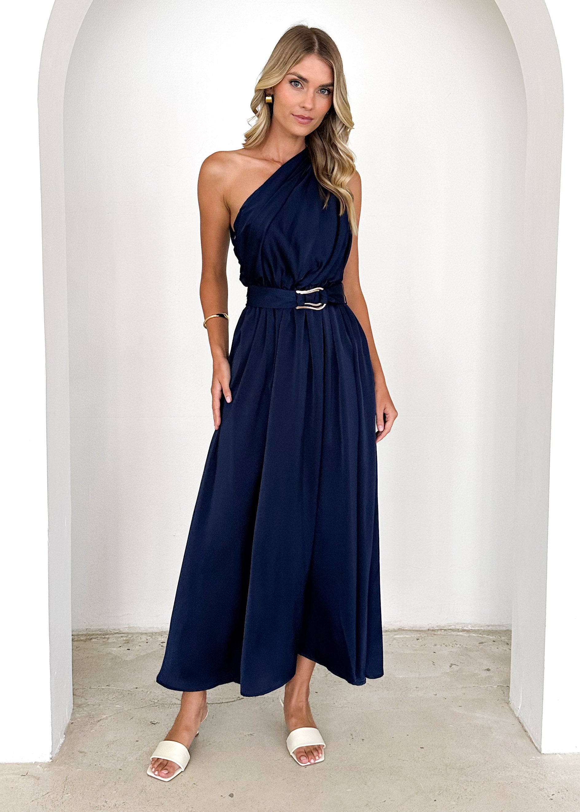 Korah One Shoulder Midi Dress - Midnight