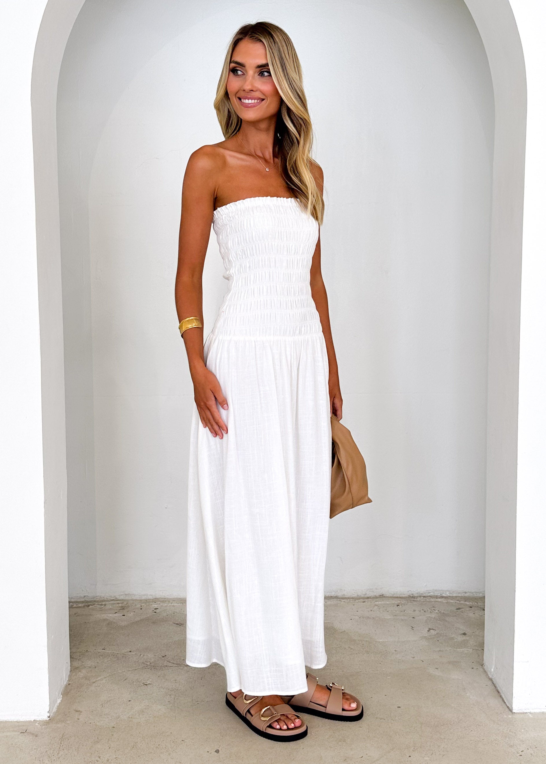 Idalia Strapless Maxi Dress - Off White