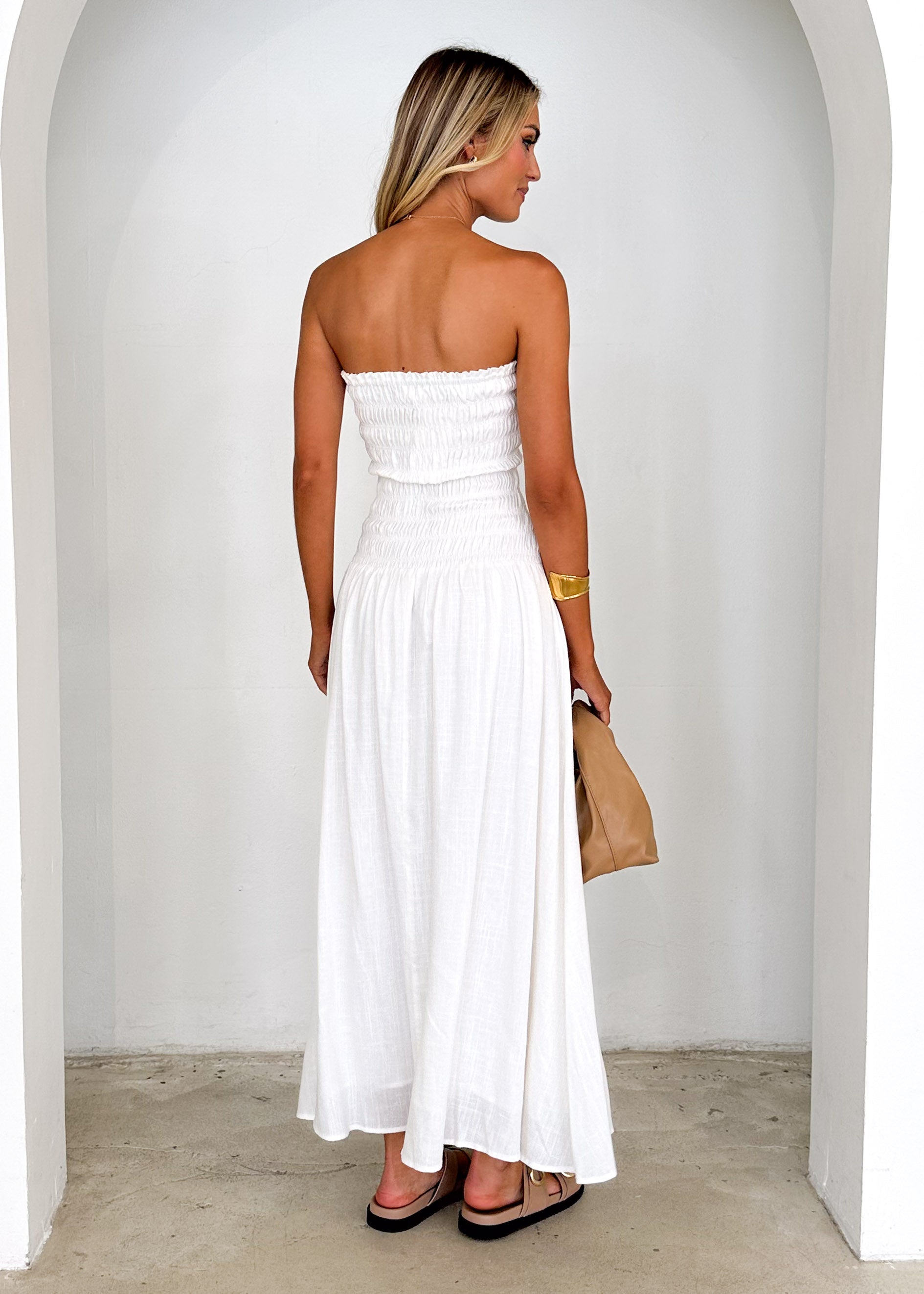 Idalia Strapless Maxi Dress - Off White