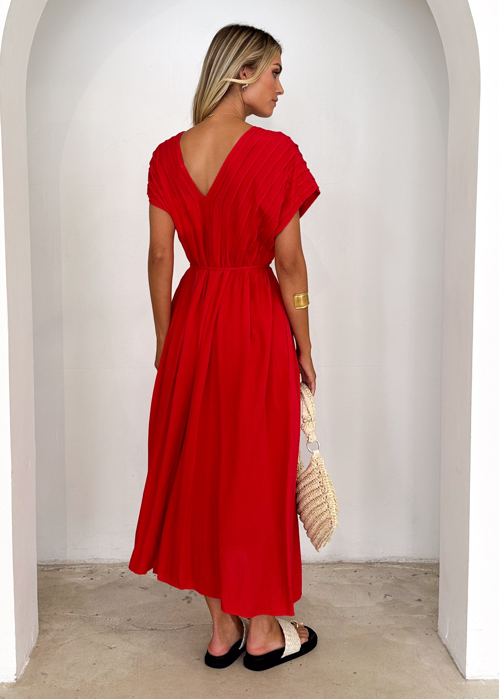 Indra Midi Dress - Red