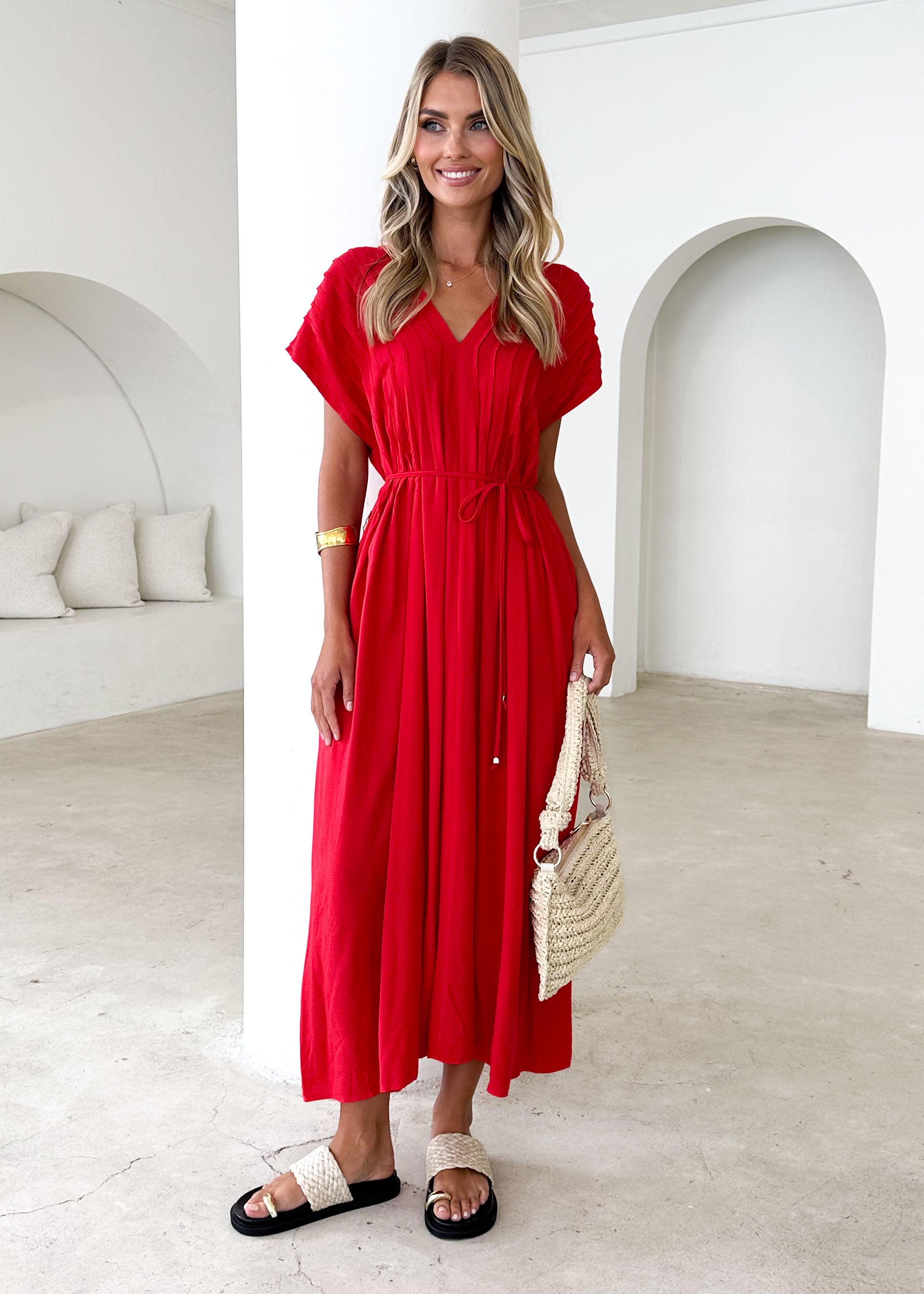 Indra Midi Dress - Red